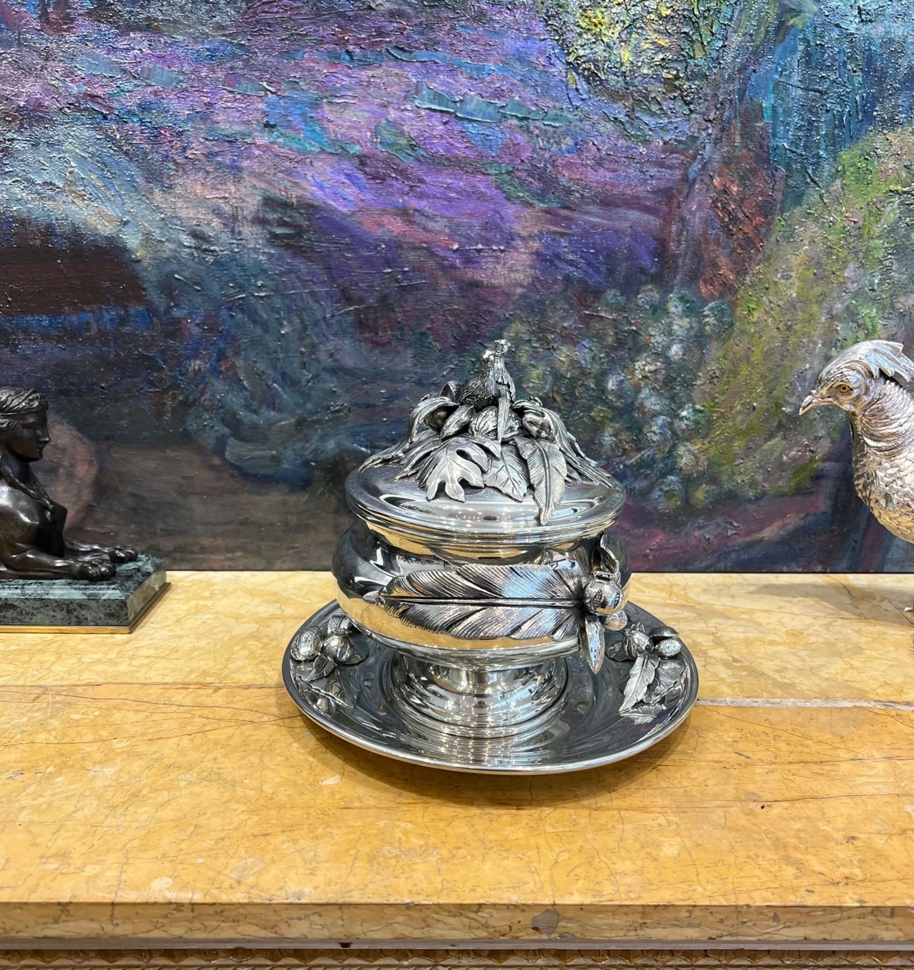 AN ITALIAN SILVER PLATED TUREEN AND STAND IN THE STYLE OF BUCCELLATI - Image 7 of 8