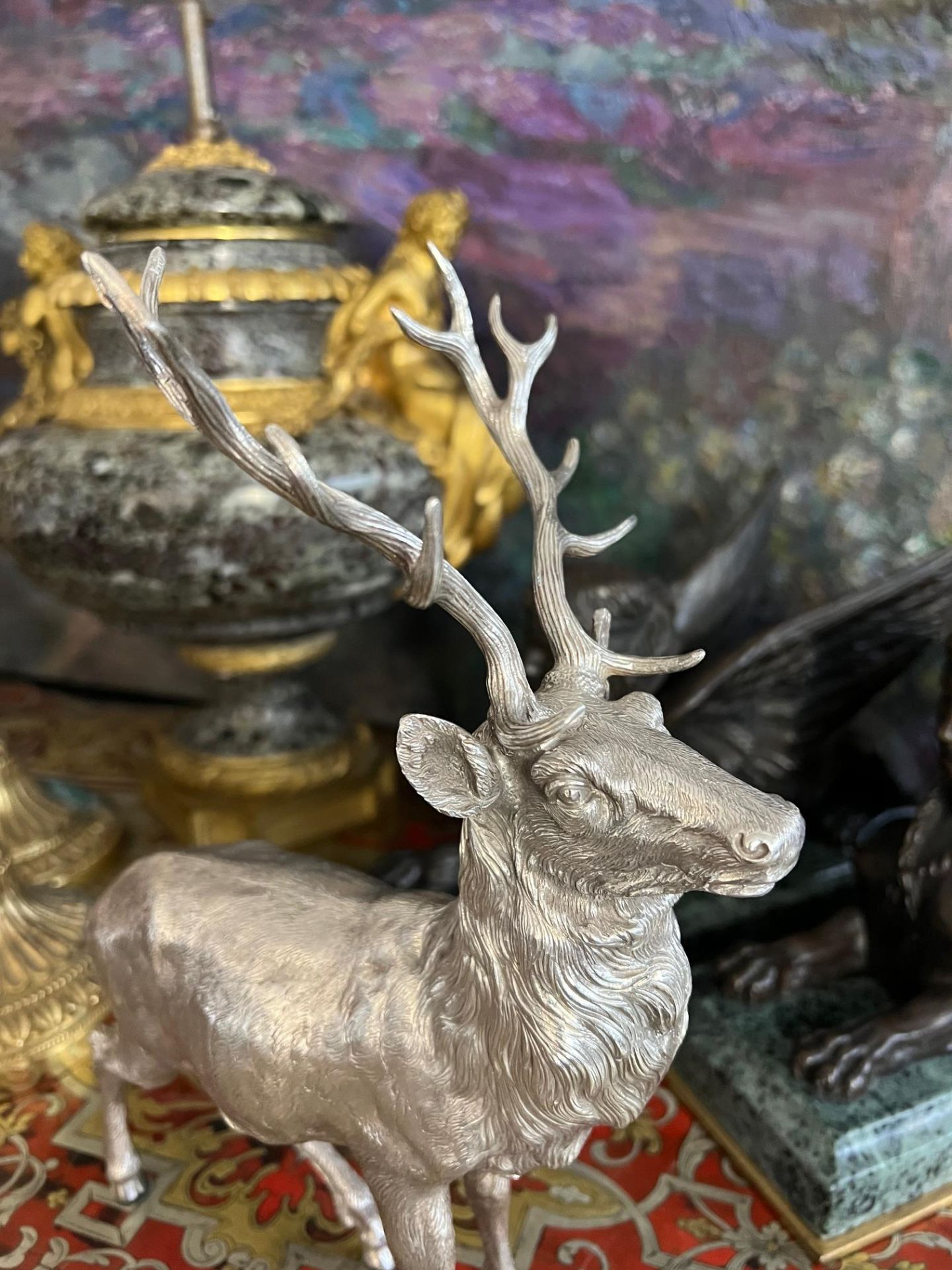 A FINE STERLING SILVER MODEL OF A STAG BY C.J. VANDER - Image 3 of 9