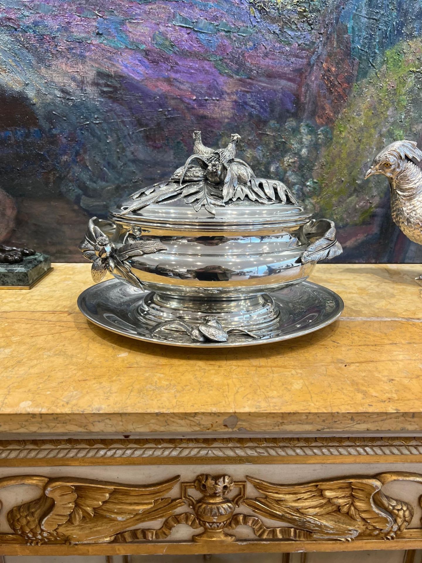 AN ITALIAN SILVER PLATED TUREEN AND STAND IN THE STYLE OF BUCCELLATI - Image 3 of 8