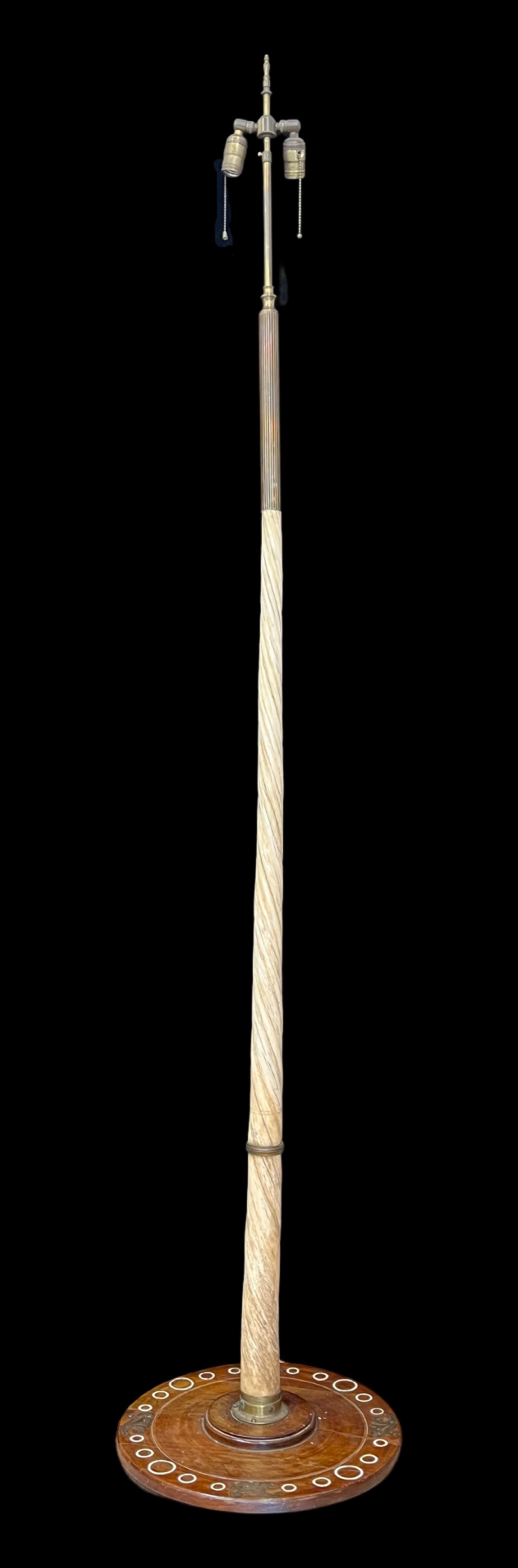 A NARWHAAL TUSK (MONODON MONOCEROS), EARLY 20TH CENTURY, MOUNTED AS A FLOORSTANDING LAMP