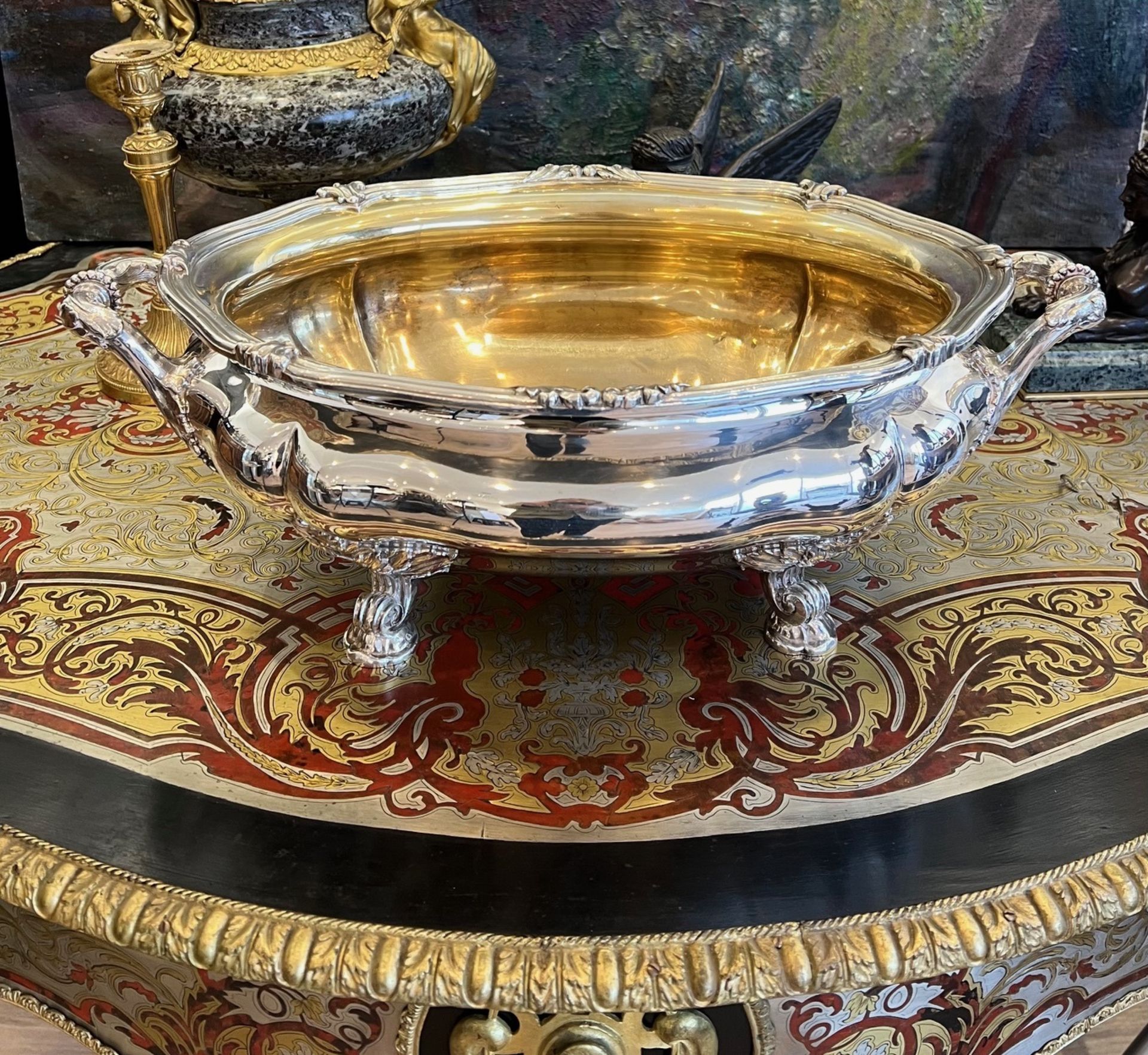 A LARGE STERLING SILVER 18TH CENTURY STYLE GERMAN WINE COOLER - Image 5 of 6