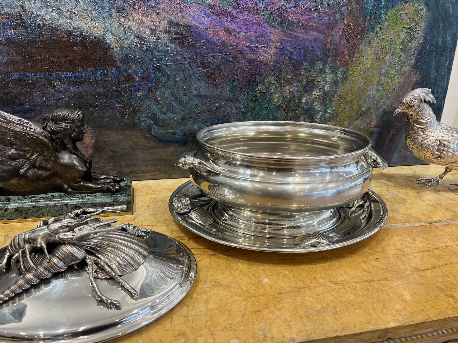 A LARGE ITALIAN SILVER PLATED LOBSTER TUREEN IN THE STYLE OF BUCCELLATI - Image 6 of 11