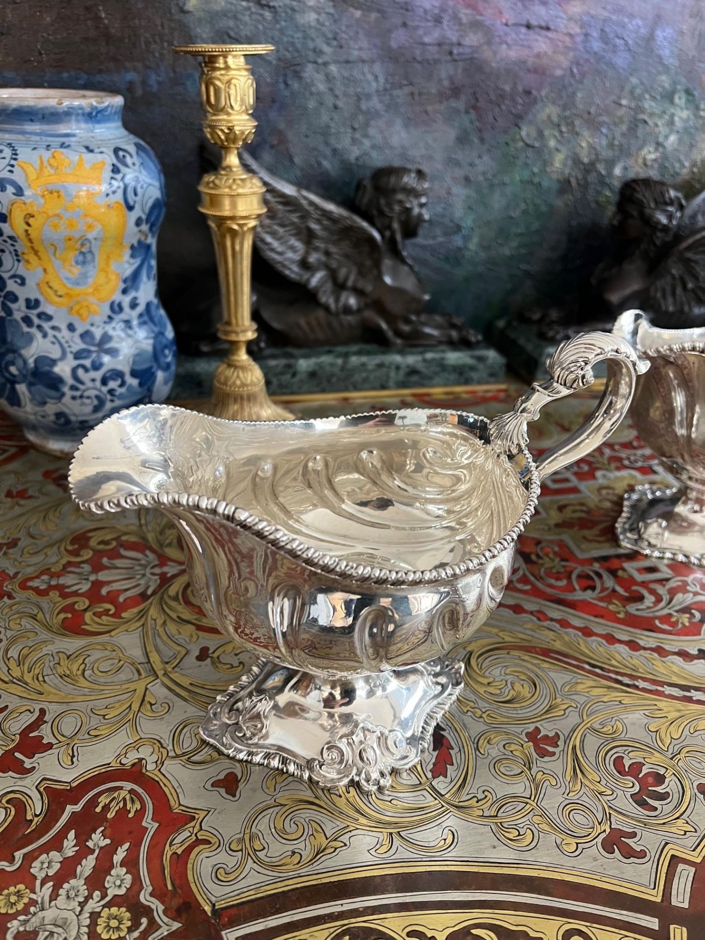 A SET OF FOUR 18TH CENTURY STERLING SILVER SAUCE BOATS, C. 1763 - Image 12 of 13