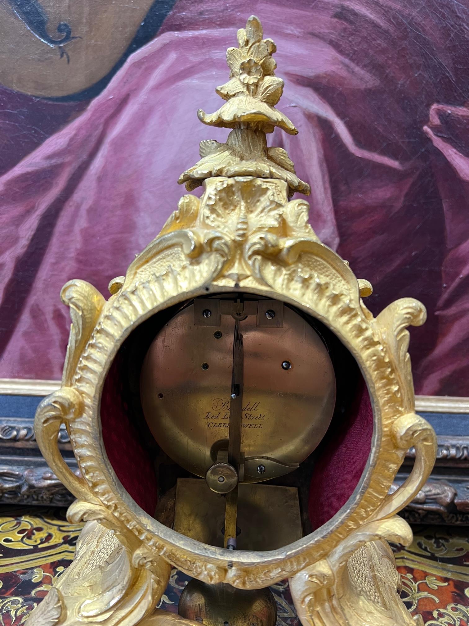 A FINE 1840'S ENGLISH GILT BRONZE MANTEL CLOCK BY HENRY BLUNDELL, LONDON - Image 4 of 6