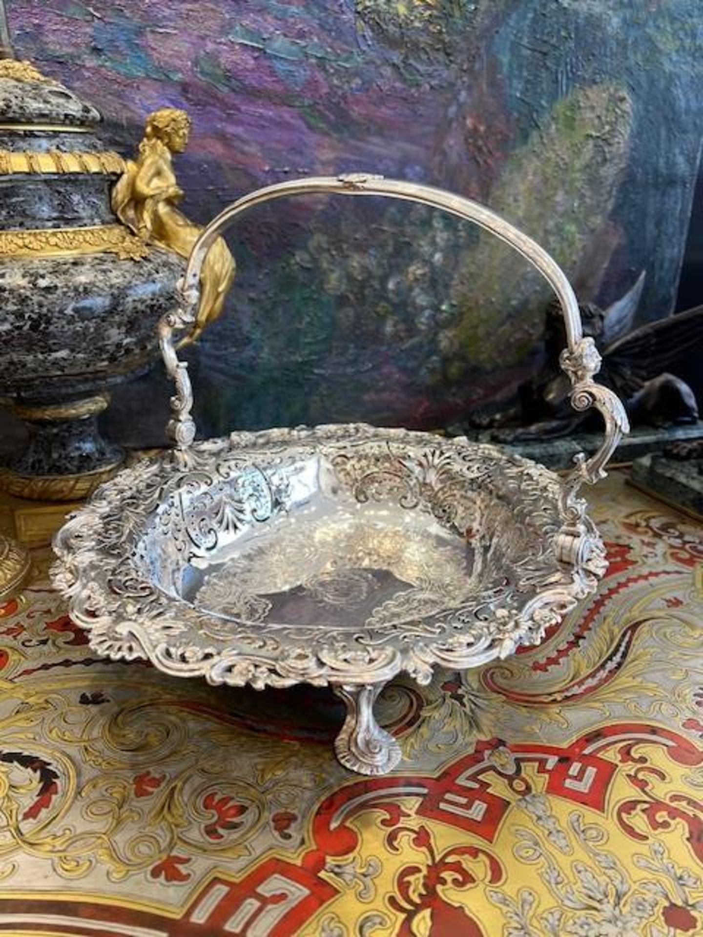 A MAGNIFICENT MID 18TH CENTURY STERLING SILVER GEORGIAN CAKE BASKET, LONDON, 1745 - Image 9 of 24