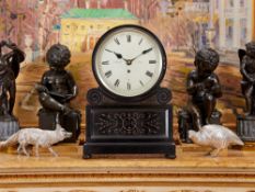 A 19TH CENTURY EBONISED BRACKET CLOCK WITH UNUSUAL COMPENSATING PENDULUM