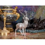 A FINE STERLING SILVER MODEL OF A STAG BY C.J. VANDER