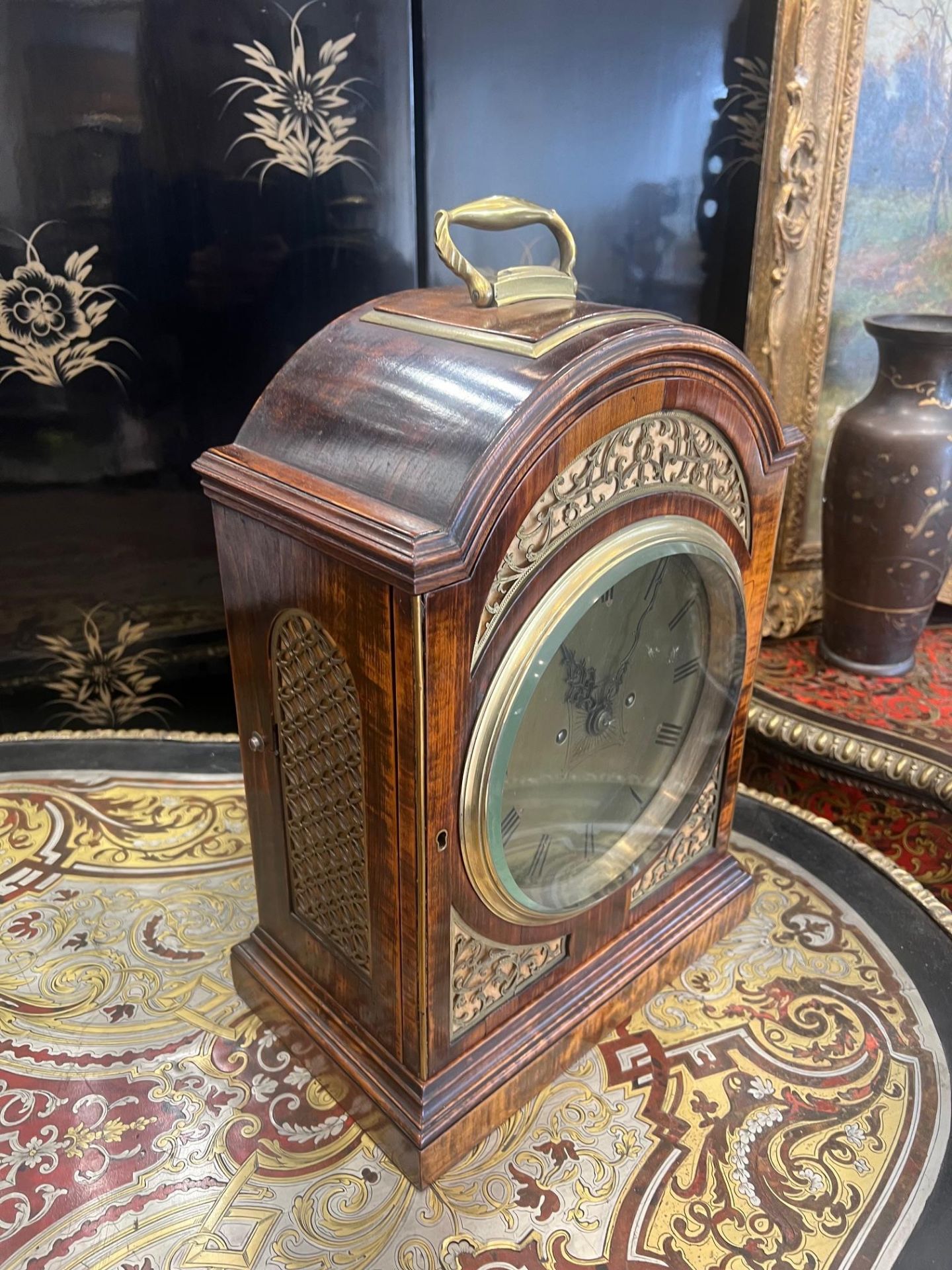 AN EARLY 19TH CENTURY MAHOGANY FUSEE BRACKET CLOCK - Image 7 of 8