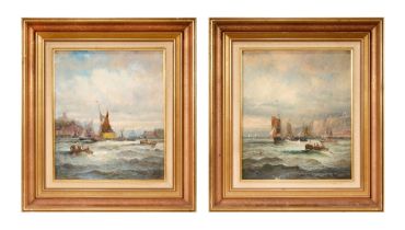 WILLIAM GEORGES THORNLEY (BRITISH, 1857-1935): A PAIR OF SEASCAPES