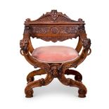 A 19TH CENTURY ITALIAN SAVONAROLA CHAIR