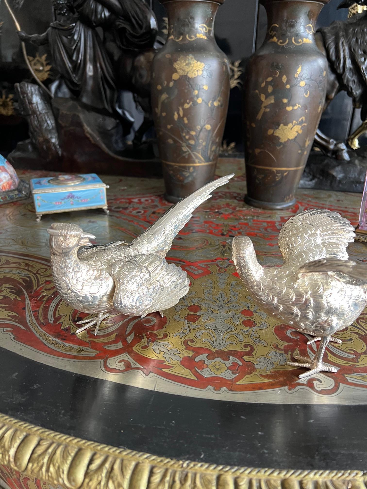 A PAIR OF STERLING SILVER MODELS OF PHEASANTS - Image 6 of 9
