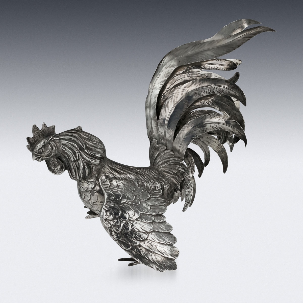 A PAIR OF GERMAN SILVER TABLE ORNAMENTS MODELLED AS FIGHTING COCKERELS - Image 28 of 41