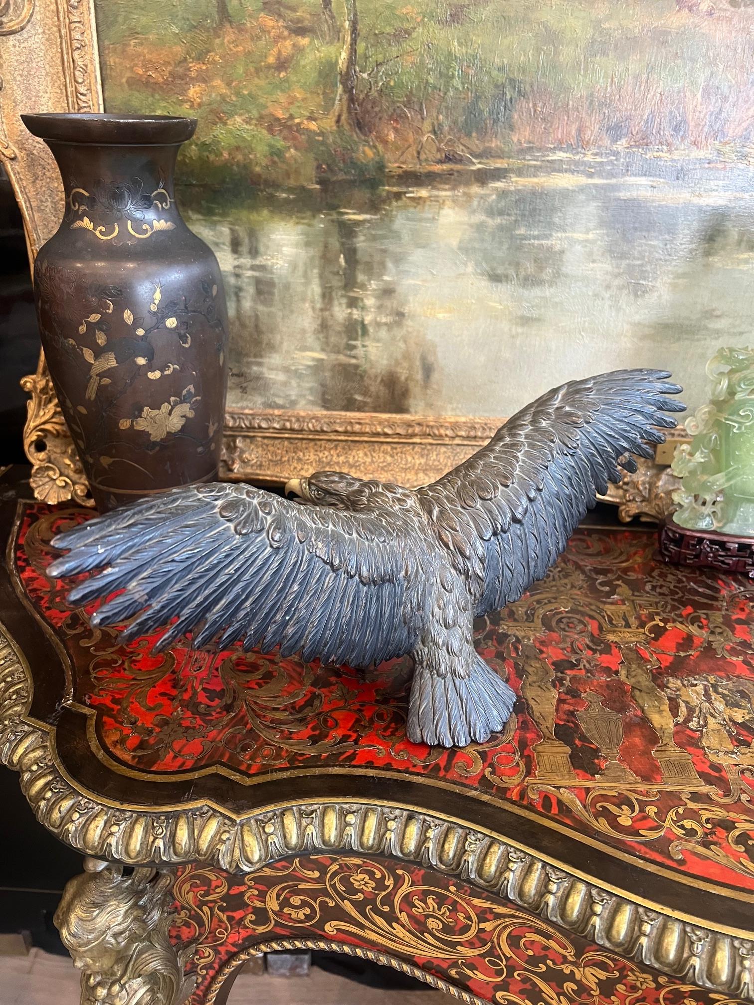 A LATE 19TH CENTURY BRONZE MODEL OF AN EAGLE - Image 4 of 5