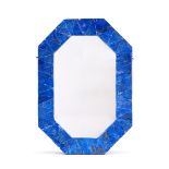 A LARGE LAPIS LAZULI MOUNTED WALL MIRROR