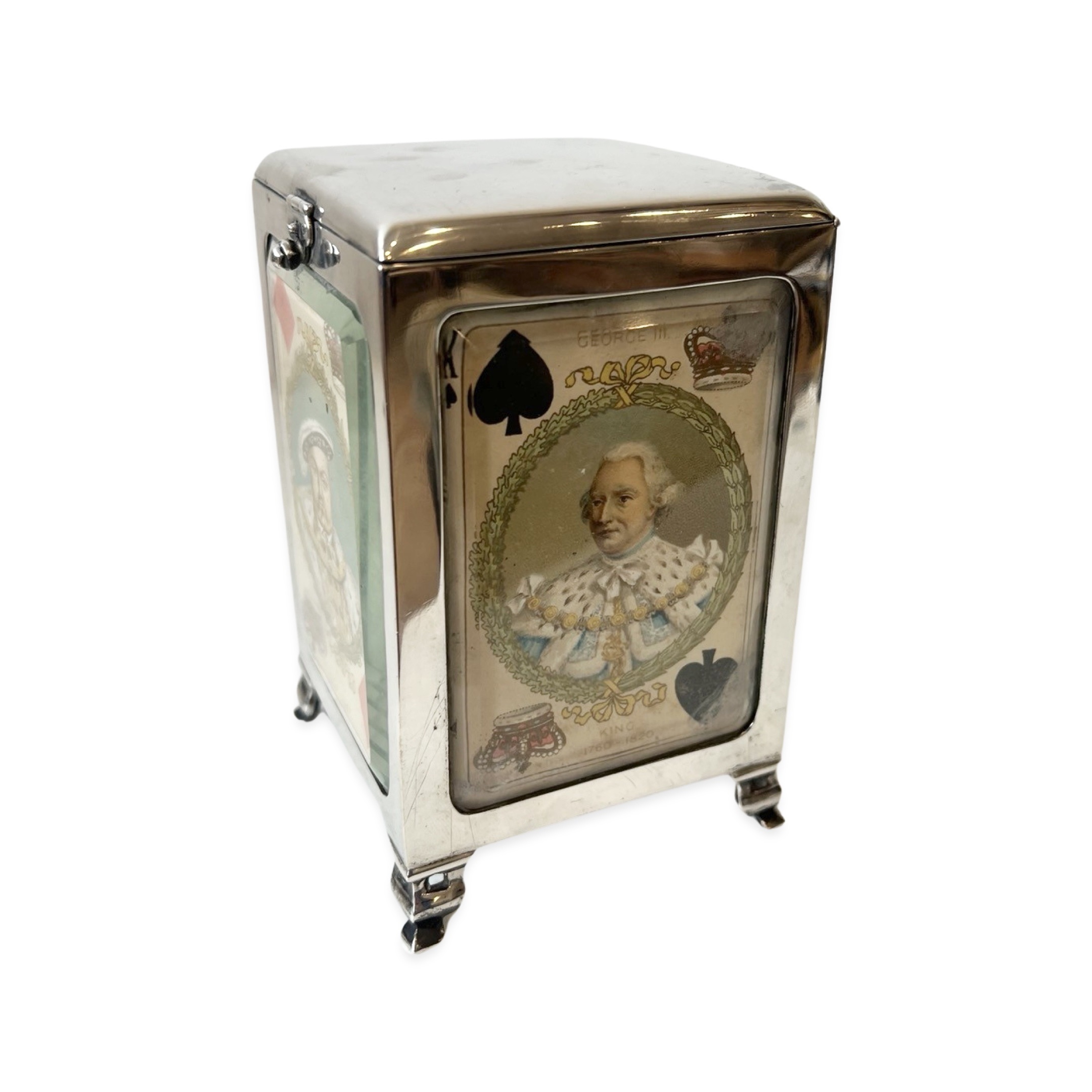 A RARE VICTORIAN SILVER TRIPLE PLAYING CARD BOX, LEVI & SALAMAN, 1897 - Image 3 of 6