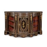 A FINE AND IMPRESSIVE 19TH CENTURY EBONISED, MOTHER OF PEARL AND ORMOLU MOUNTED CREDENZA