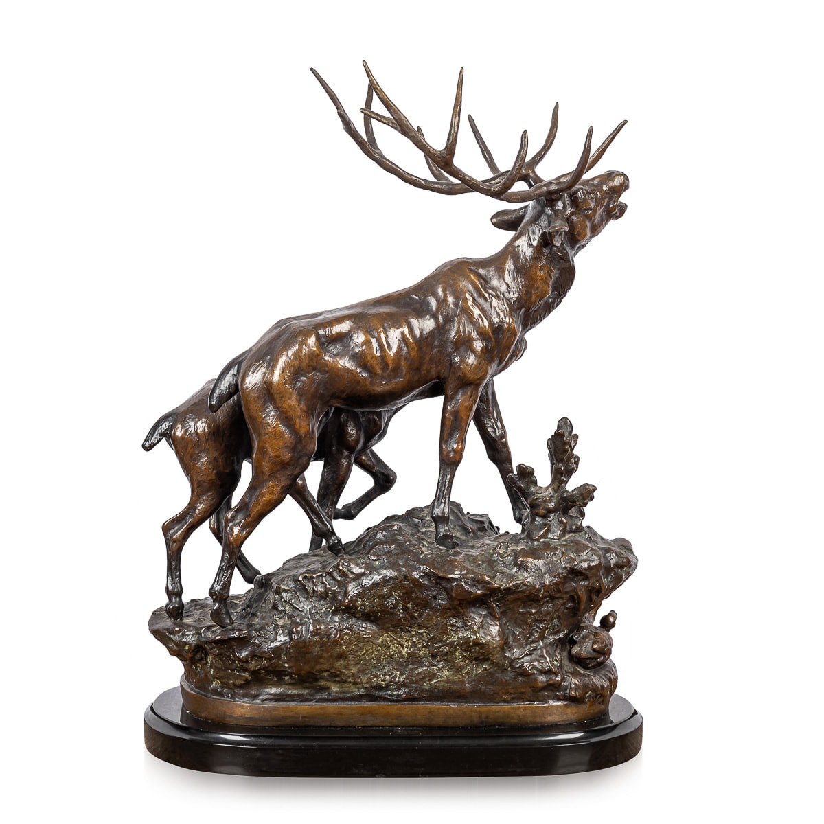 PROSPER LECOURTIER (1851-1925): A 19TH CENTURY BRONZE OF A STAG AND DOE - Image 11 of 22