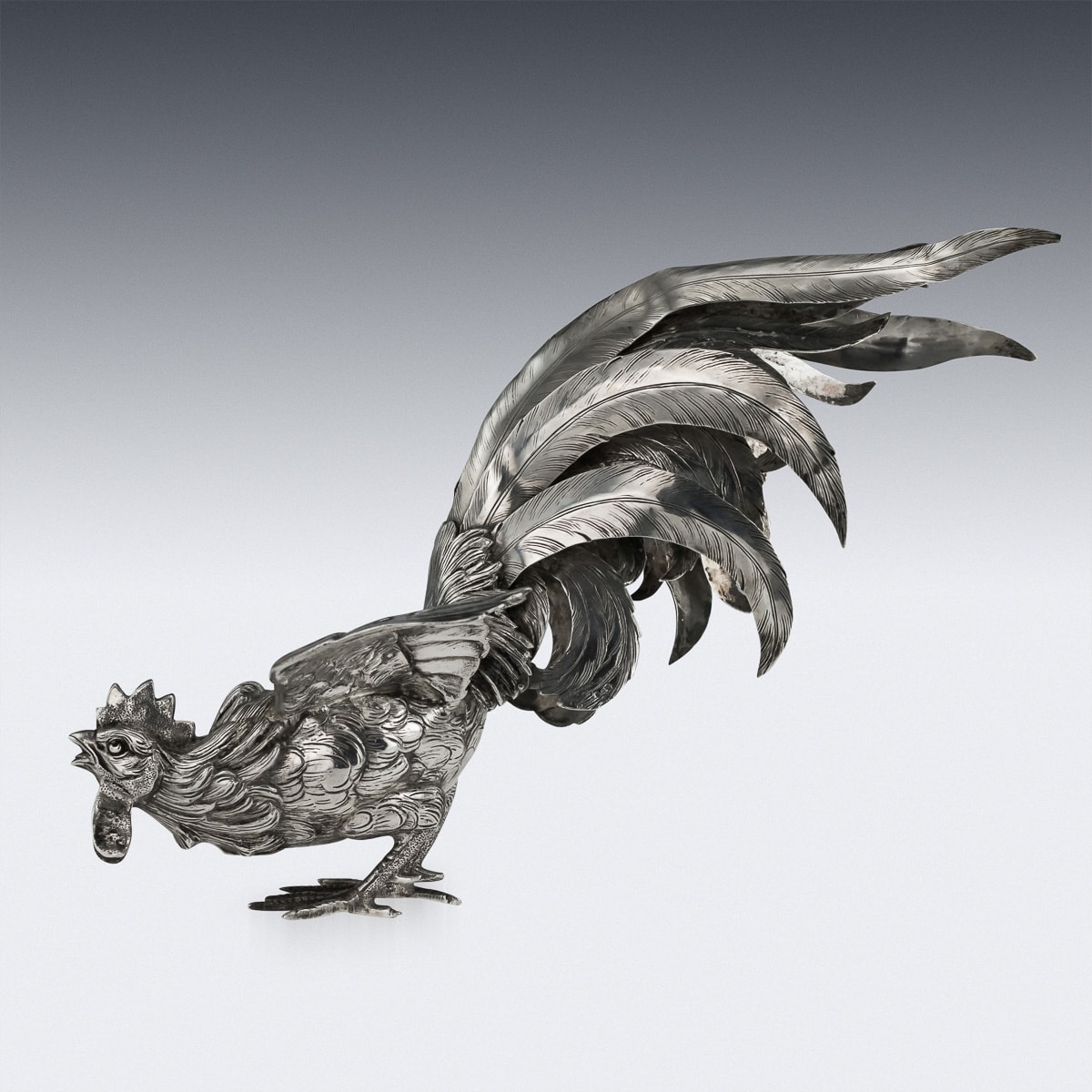 A PAIR OF GERMAN SILVER TABLE ORNAMENTS MODELLED AS FIGHTING COCKERELS - Image 2 of 41