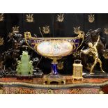 A VERY LARGE EARLY 20TH CENTURY SEVRES STYLE PORCELAIN AND ORMOLU MOUNTED VASE