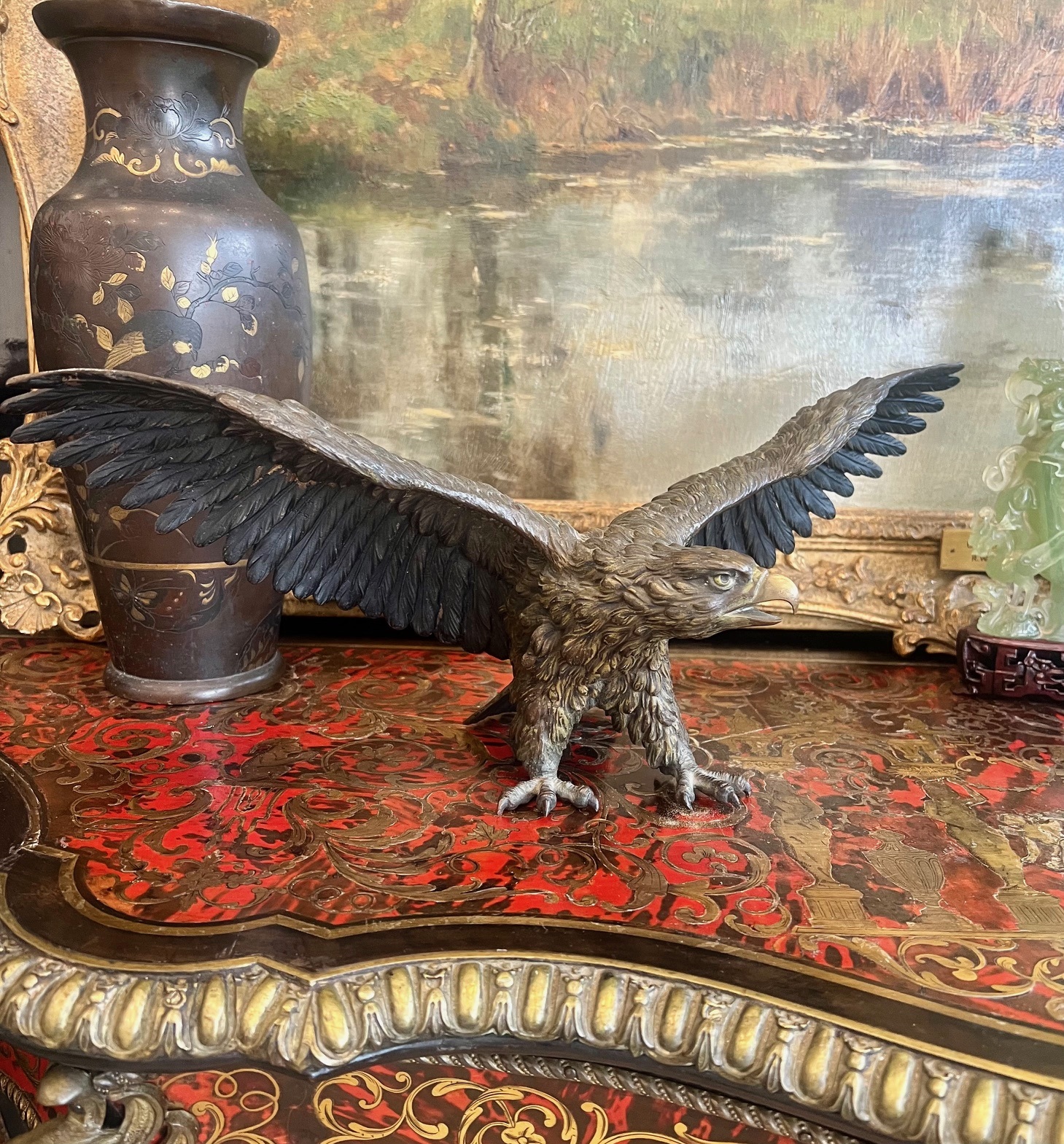 A LATE 19TH CENTURY BRONZE MODEL OF AN EAGLE - Image 2 of 5