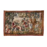 AN 18TH CENTURY FLEMISH TAPESTRY DEPICTING FROLICKING CHILDREN