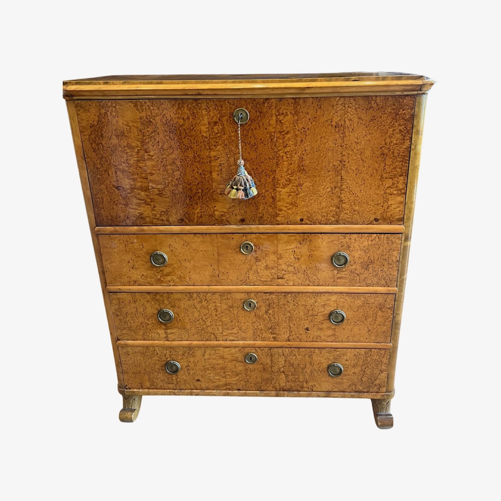 A MID 19TH CENTURY BALTIC BEIDERMEIER KARELIAN SECRETAIRE A ABATTANT - Image 3 of 5