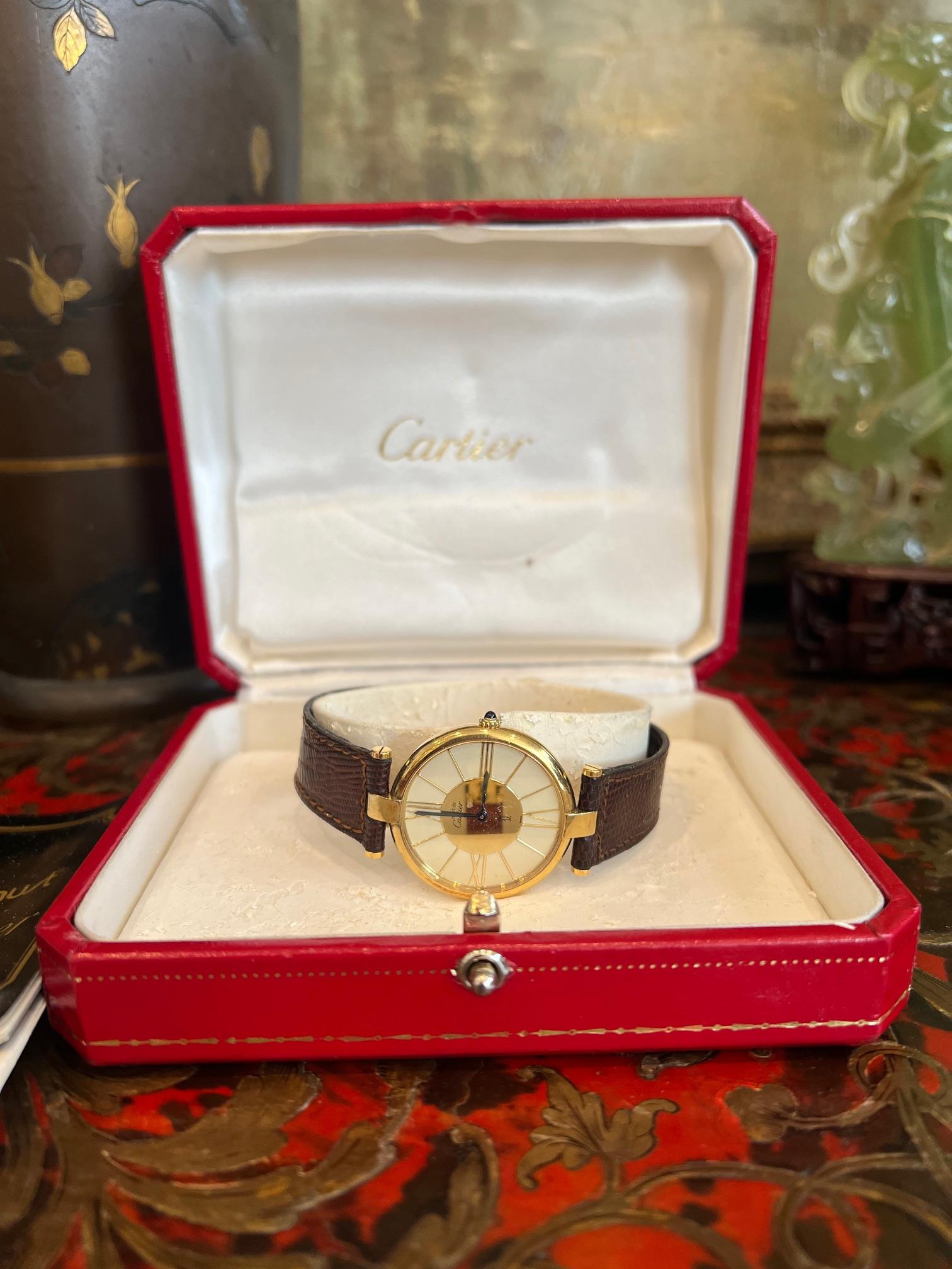 MUST DE CARTIER: A GOLD PLATED SILVER WATCH WITH BOX AND PAPERS - Image 2 of 4