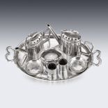 MINIATURE: A MID 19TH CENTURY SILVER EIGHT PIECE TEA AND COFFEE SET
