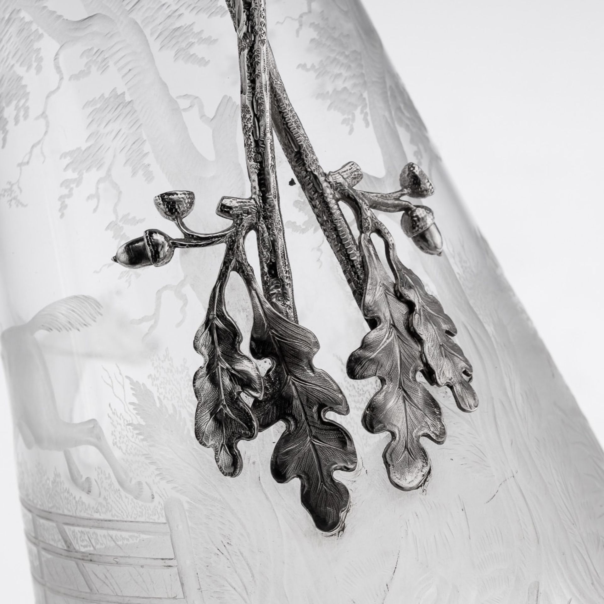 A 19TH CENTURY SILVER AND GLASS HUNTING CLARET JUG C. 1887 - Image 19 of 30