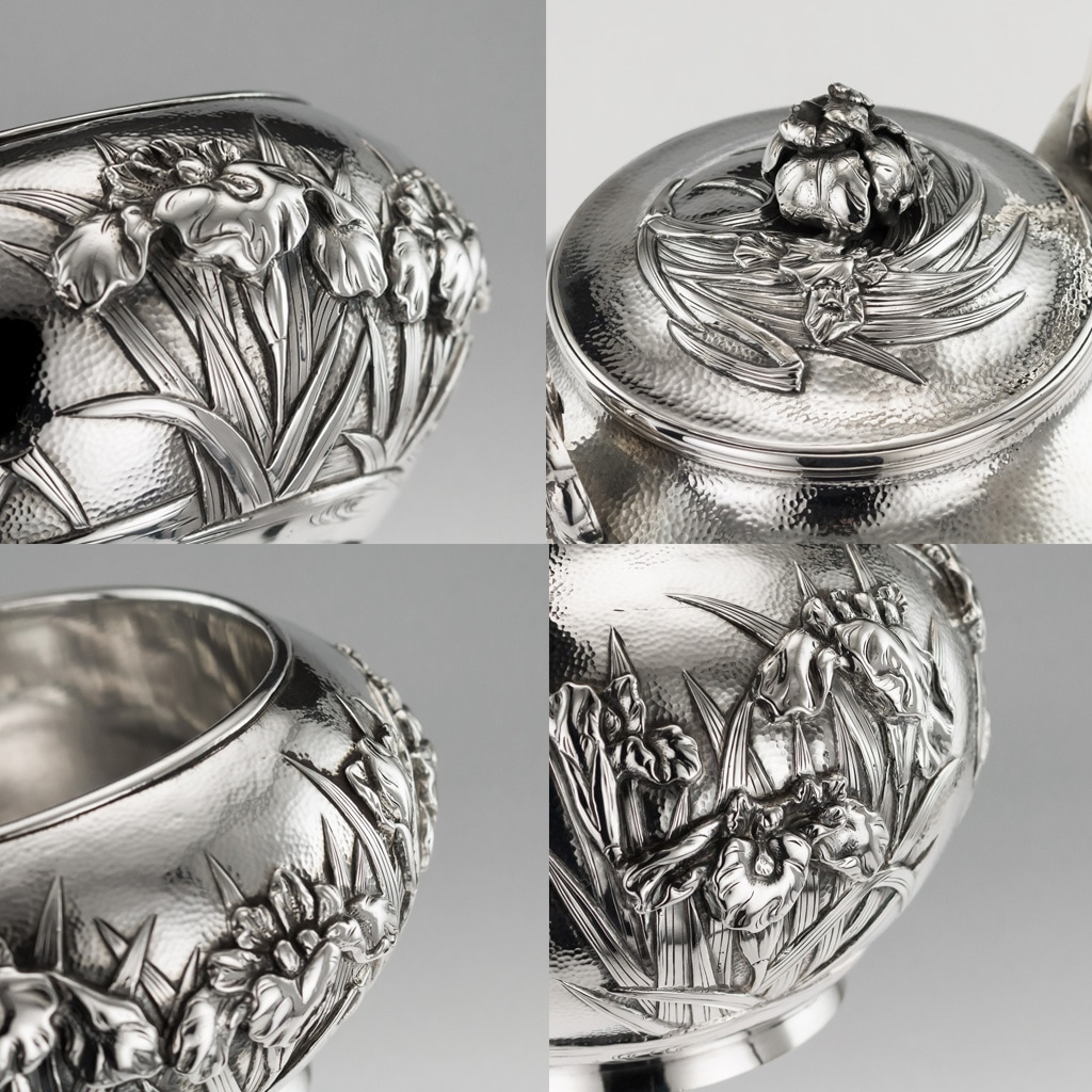 AN EXCEPTIONAL EARLY 20TH CENTURY JAPANESE SILVER TEA & COFFEE SERVICE ON TRAY C. 1900 - Bild 29 aus 31