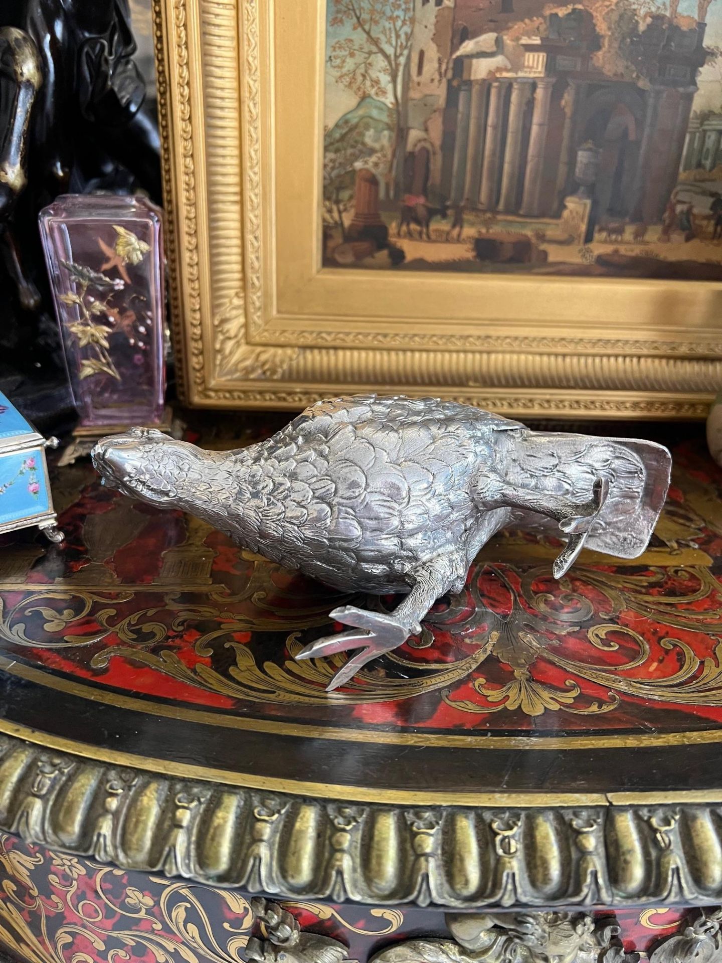 A STERLING SILVER MODEL OF A GROUSE - Image 5 of 8