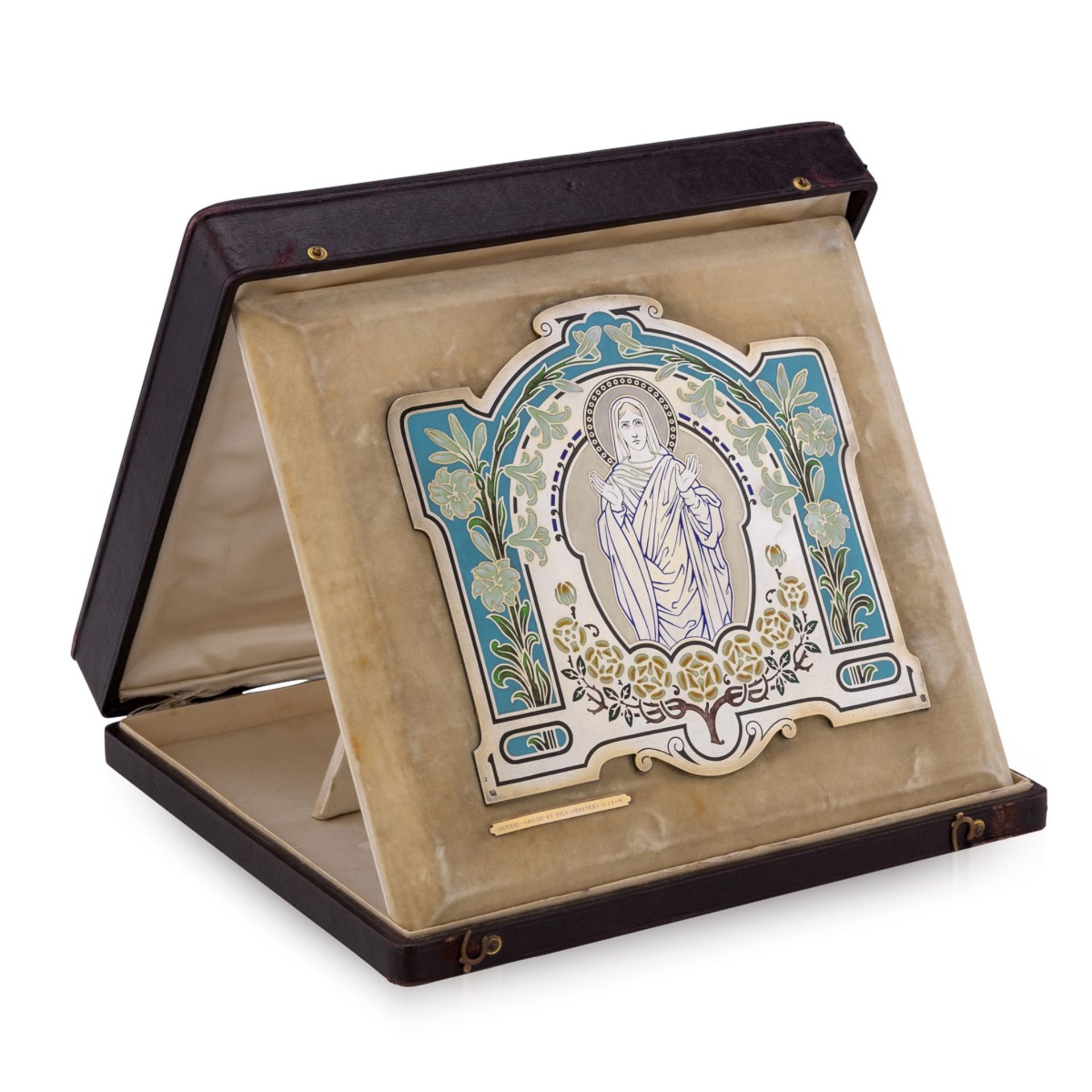 A 19TH CENTURY FRENCH SILVER AND ENAMEL RELIGIOUS ICON