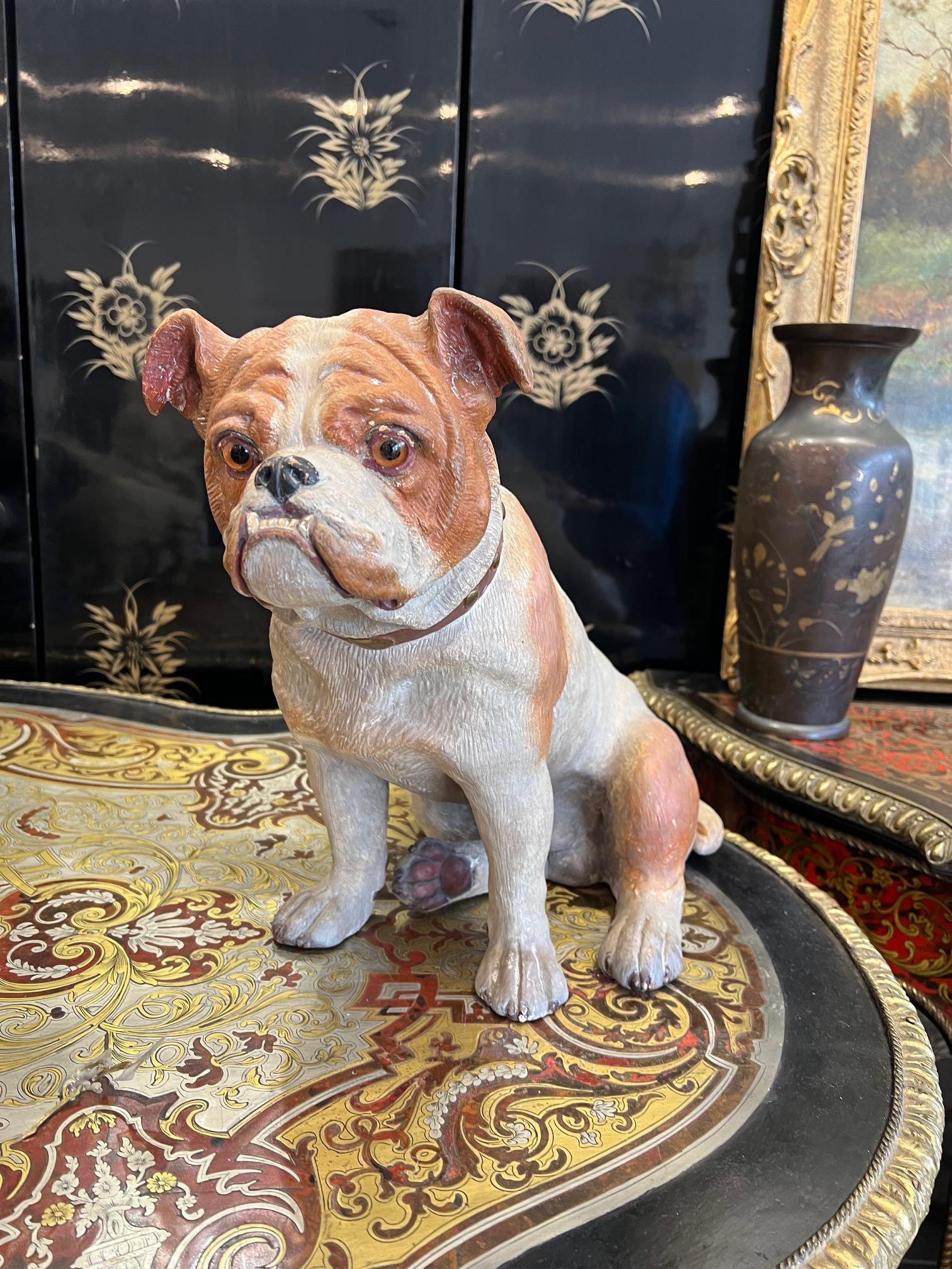 AN EARLY 20TH CENTURY PAINTED TERRACOTTA MODEL OF A BULLDOG - Image 4 of 6