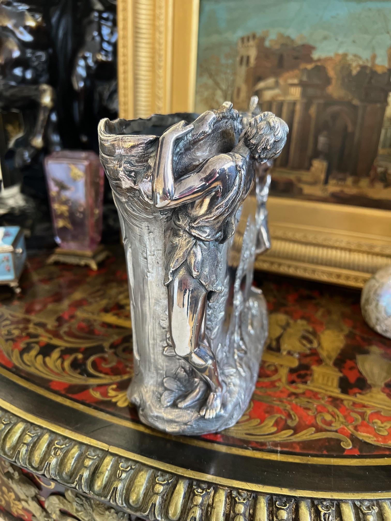 A STERLING SILVER ART NOUVEAU STYLE VASE, PROBABLY WMF - Image 4 of 11