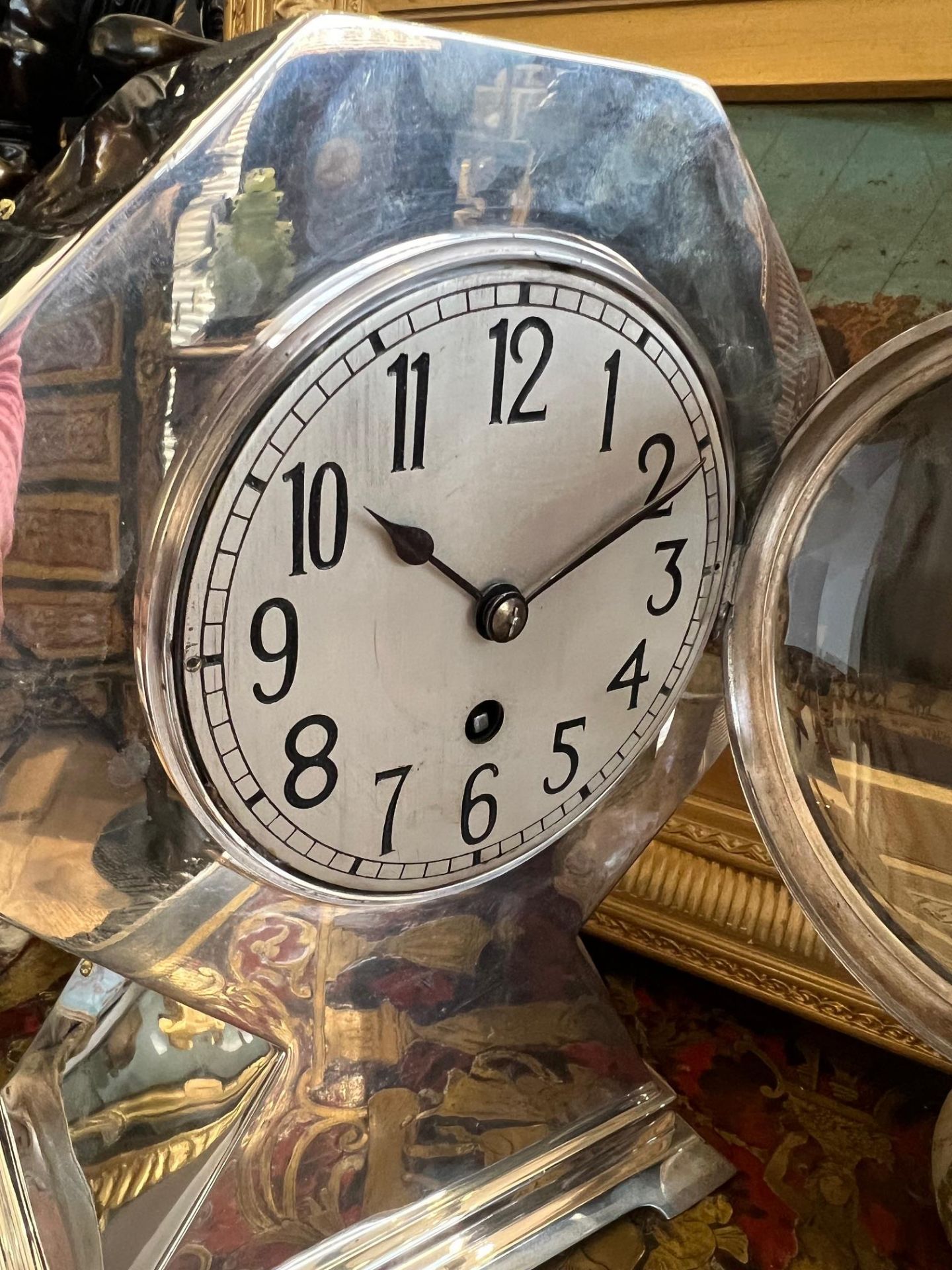 AN ART DECO SILVER TABLE CLOCK BY HERMANN BEHRND - Image 5 of 6