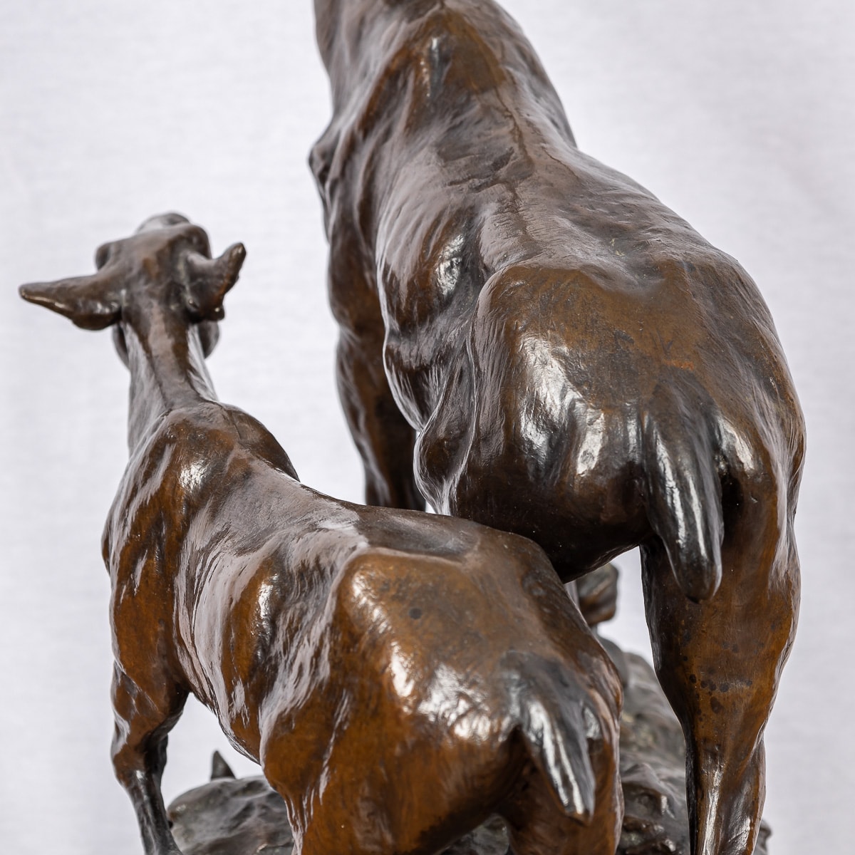 PROSPER LECOURTIER (1851-1925): A 19TH CENTURY BRONZE OF A STAG AND DOE - Image 7 of 22