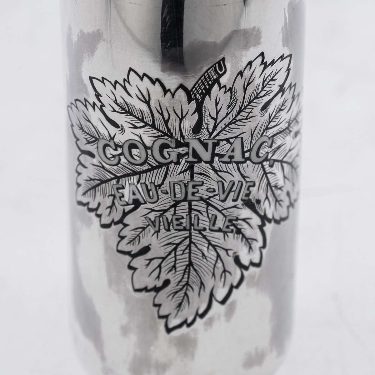 A 19TH CENTURY STERLING SILVER AND ENAMEL COGNAC BOTTLE C. 1887 - Image 12 of 18