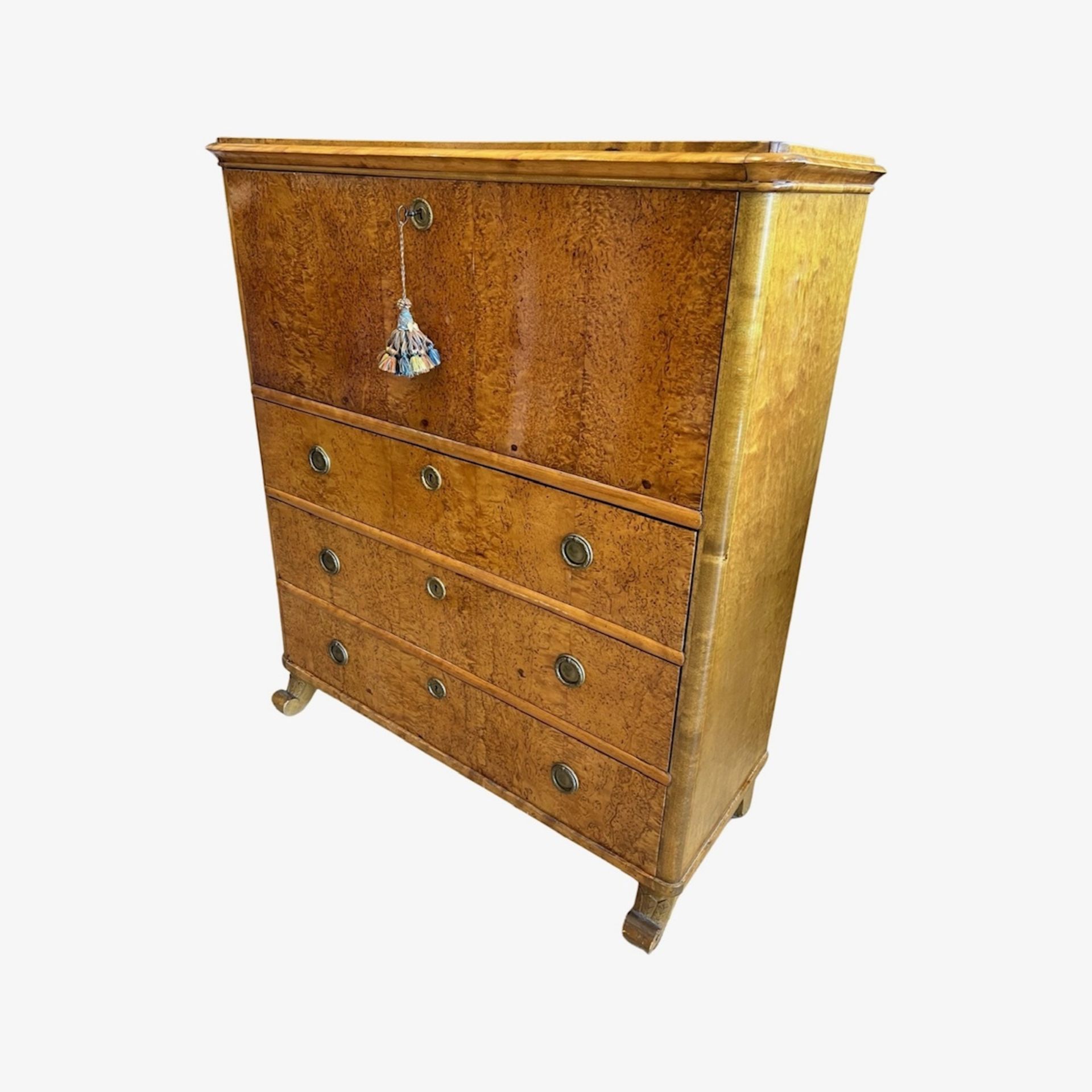 A MID 19TH CENTURY BALTIC BEIDERMEIER KARELIAN SECRETAIRE A ABATTANT - Image 2 of 5