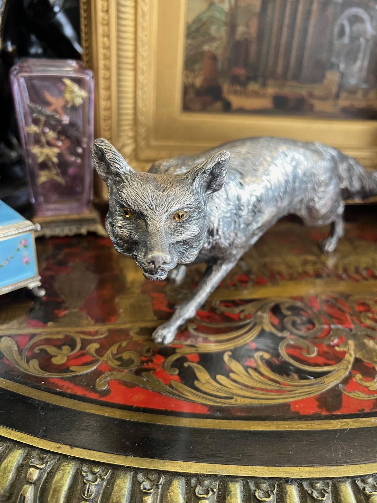 A STERLING SILVER MODEL OF A FOX - Image 6 of 13