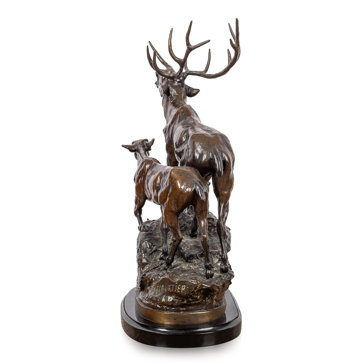 PROSPER LECOURTIER (1851-1925): A 19TH CENTURY BRONZE OF A STAG AND DOE - Image 2 of 22