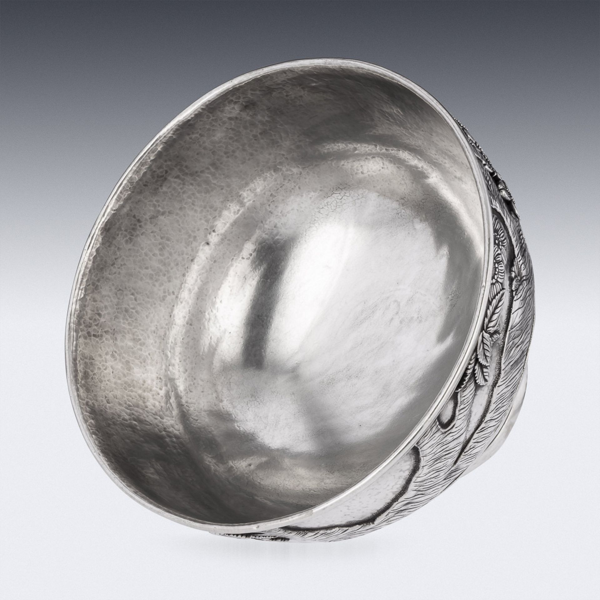 A MONUMENTAL LATE 19TH CENTURY JAPANESE SOLID SILVER BOWL C. 1900 - Image 8 of 17