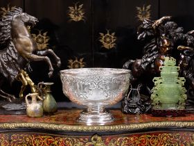 A LARGE STERLING SILVER PUNCH BOWL, EDWARDIAN, C. 1902