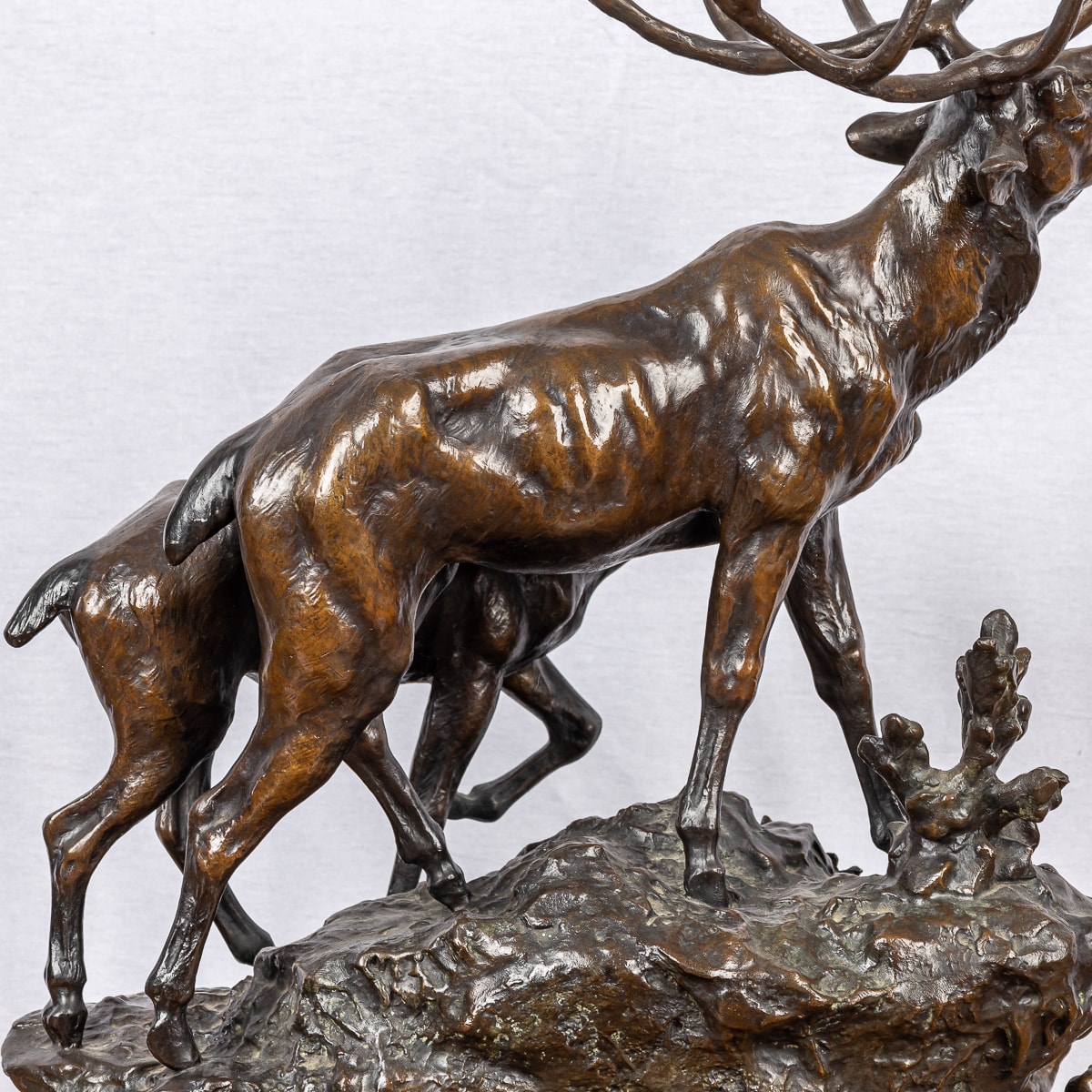 PROSPER LECOURTIER (1851-1925): A 19TH CENTURY BRONZE OF A STAG AND DOE - Image 16 of 22