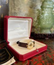 MUST DE CARTIER: A GOLD PLATED SILVER WATCH WITH BOX AND PAPERS