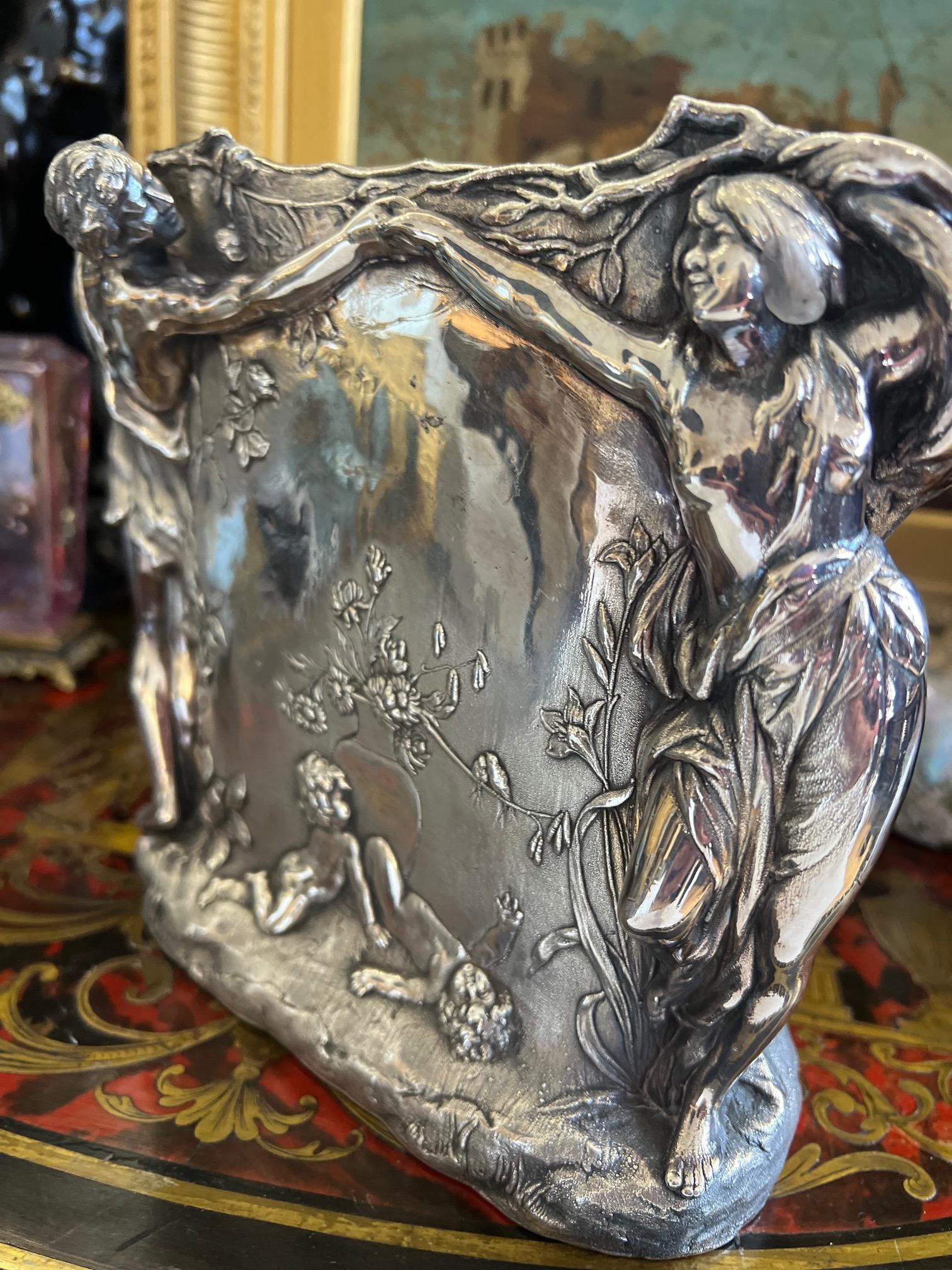 A STERLING SILVER ART NOUVEAU STYLE VASE, PROBABLY WMF - Image 6 of 11