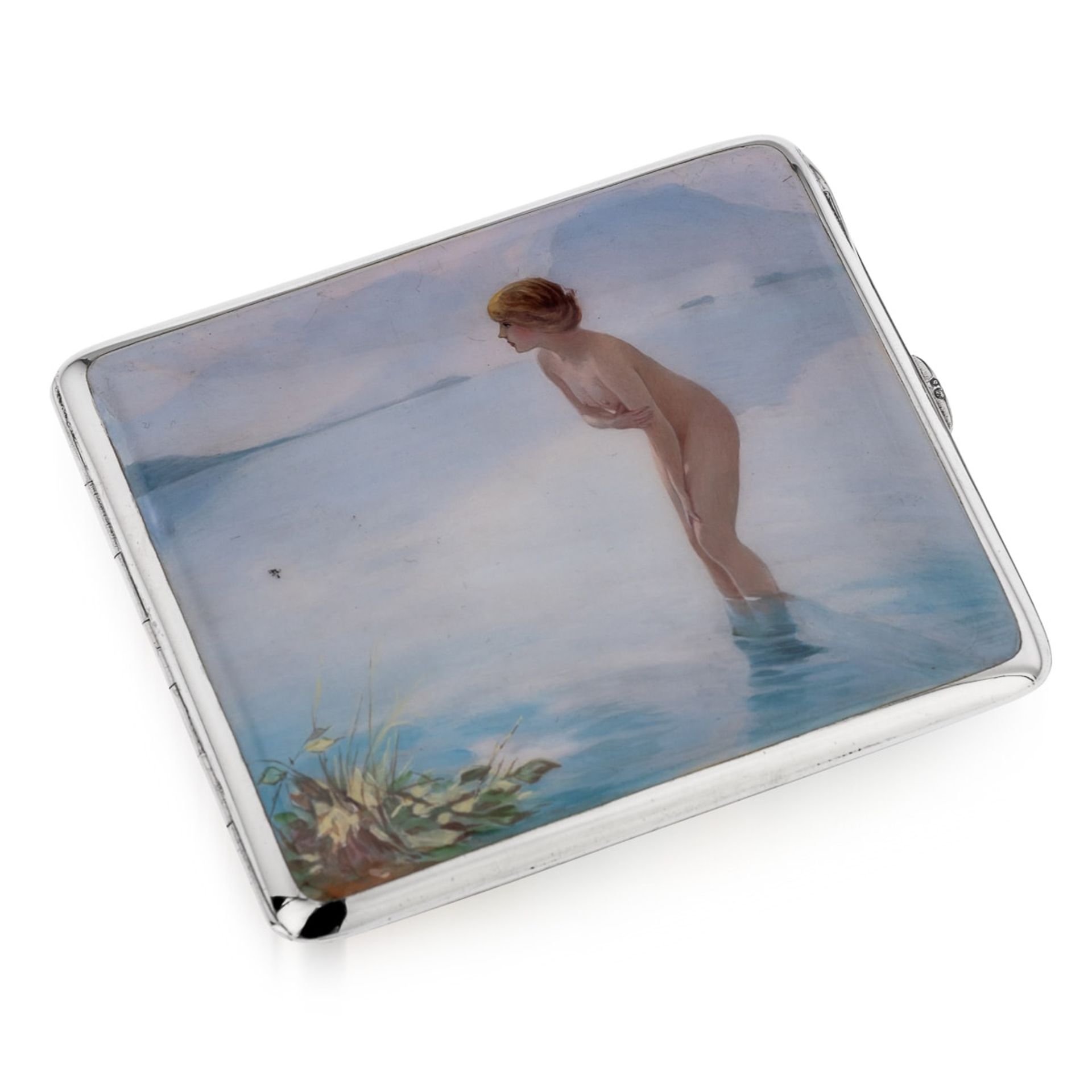 AN EARLY 20TH CENTURY EROTIC SILVER AND ENAMEL CIGARETTE CASE C. 1910 - Image 2 of 16