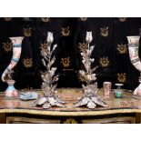 A PAIR OF BUCCELLATI STYLE STERLING SILVER CANDLESTICKS MODELLED AS TULIPS