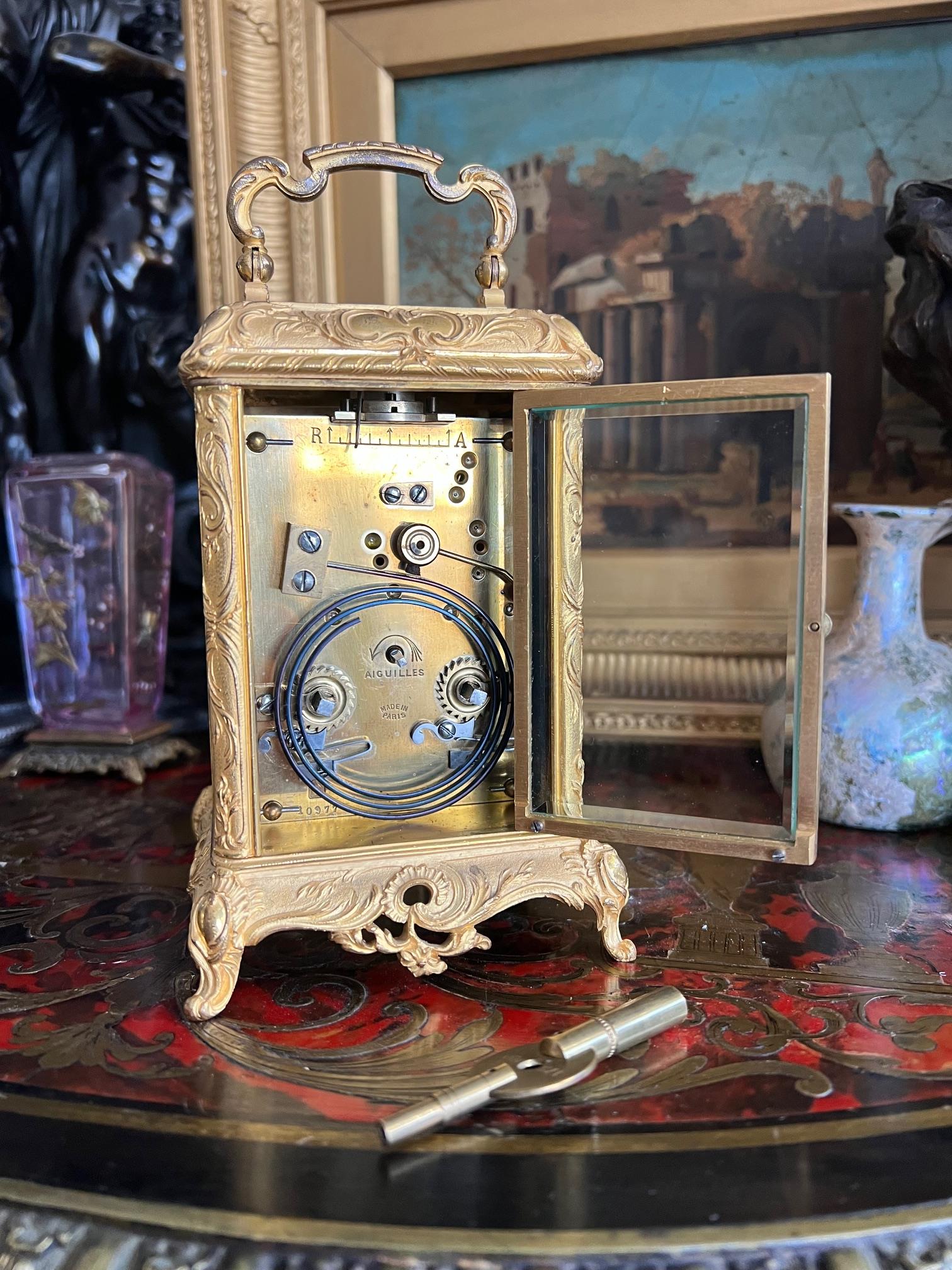 A FINE LATE 19TH CENTURY FRENCH GILT BRASS AND CLOISONNE ENAMEL CARRIAGE CLOCK - Image 7 of 8