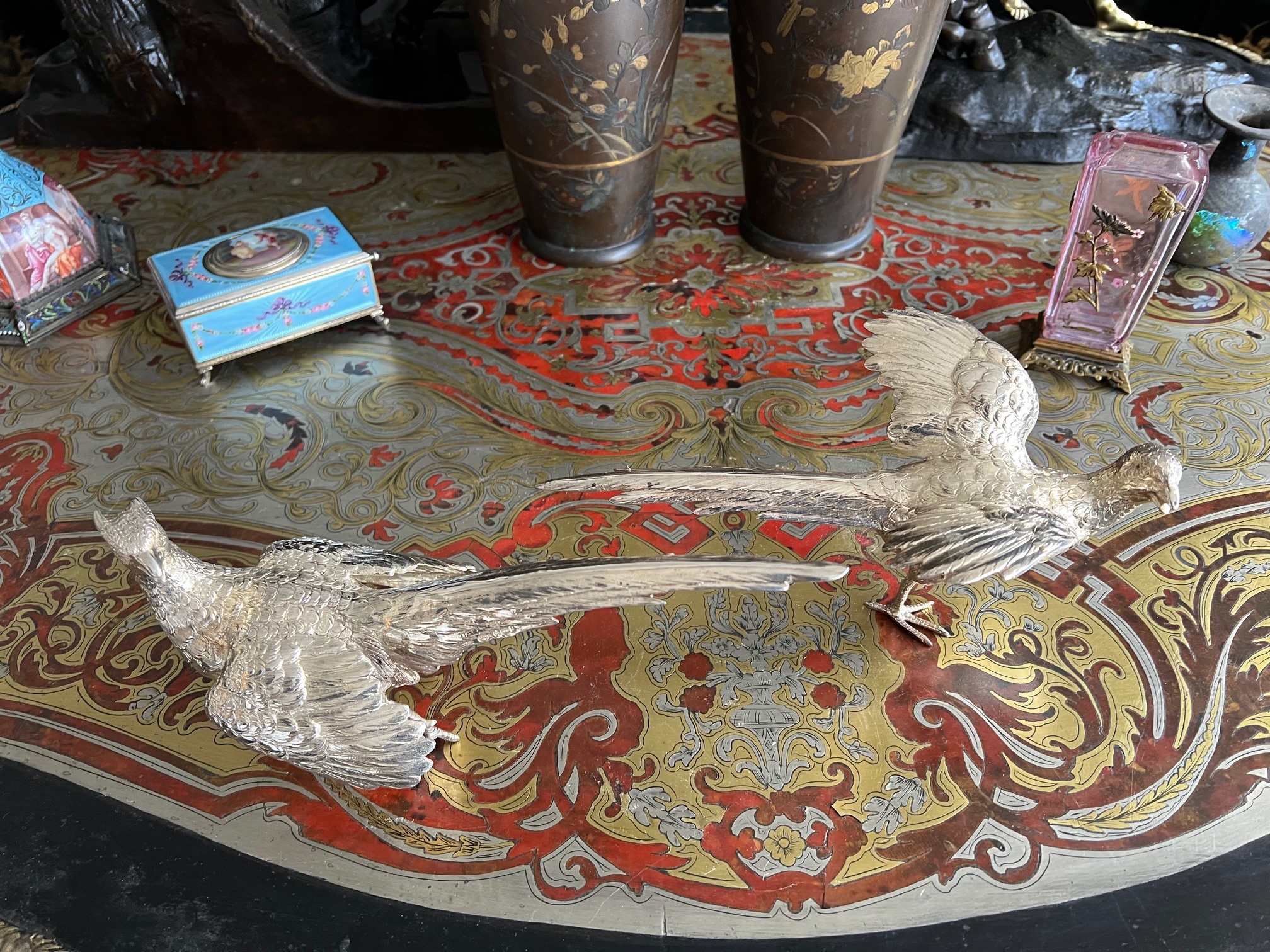 A PAIR OF STERLING SILVER MODELS OF PHEASANTS - Image 7 of 9