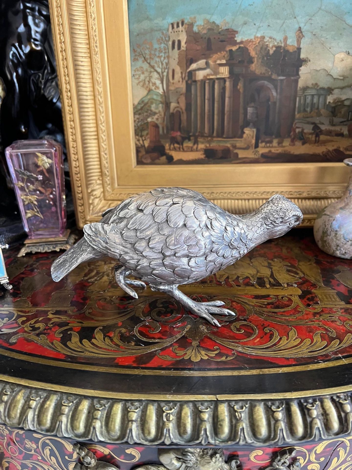 A STERLING SILVER MODEL OF A GROUSE - Image 7 of 8